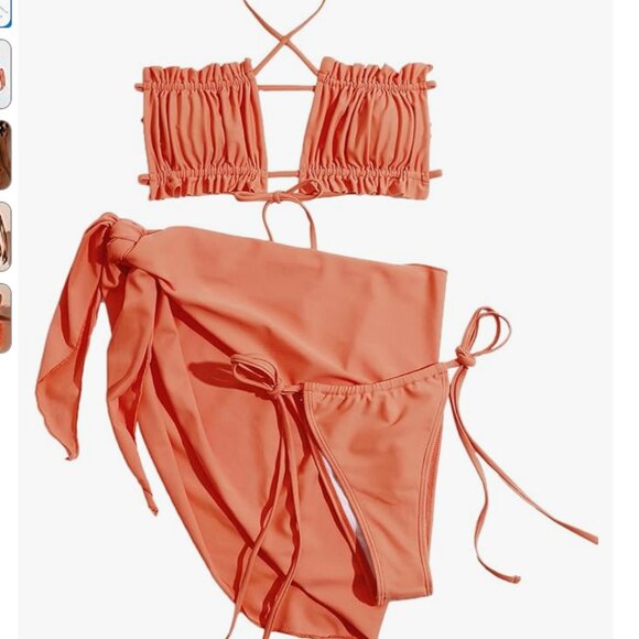 Women's Halter Bikini with Beach Cover Up 3 Piece Swimsuit- SMALL - Picture 1 of 5